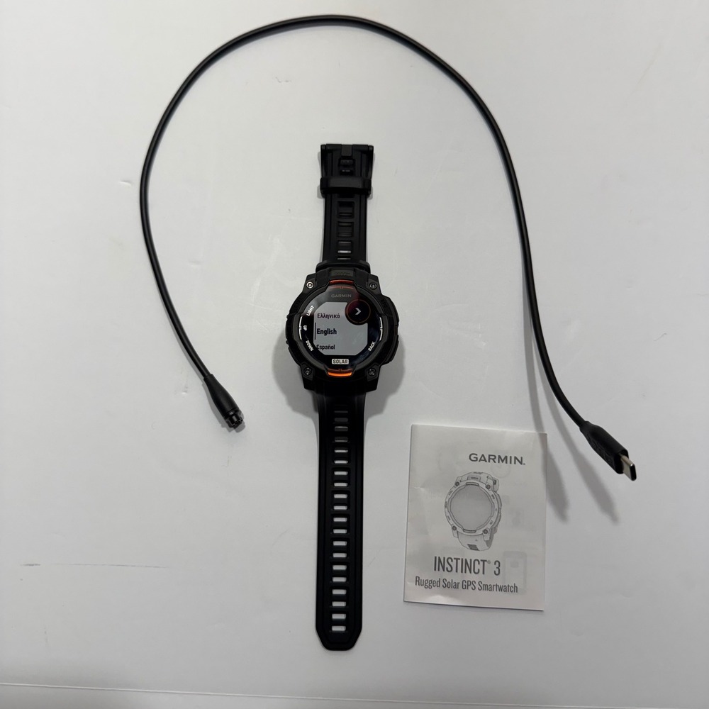 Garmin Instinct 3 Rugged Solar GPS Smartwatch Black 45mm A04882 Mens Sport Watch